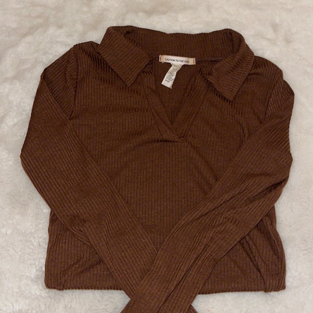 Cropped Brown Collared shirt